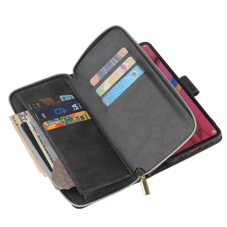 For Huawei P30 Zipper Wallet Bag Horizontal Flip PU Leather Case with Holder & 9 Card Slots & Wallet & Lanyard & Photo Frame