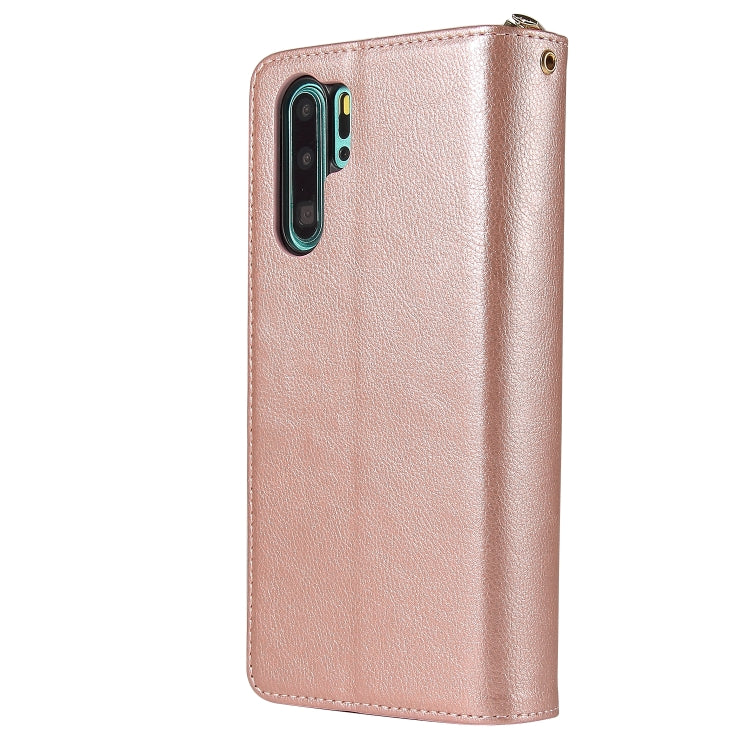 For Huawei P30 Pro Zipper Wallet Bag Horizontal Flip PU Leather Case with Holder & 9 Card Slots & Wallet & Lanyard & Photo Frame