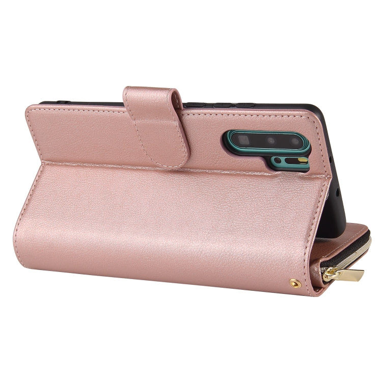 For Huawei P30 Pro Zipper Wallet Bag Horizontal Flip PU Leather Case with Holder & 9 Card Slots & Wallet & Lanyard & Photo Frame