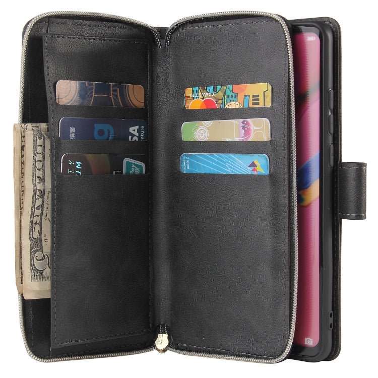 For Huawei P30 Pro Zipper Wallet Bag Horizontal Flip PU Leather Case with Holder & 9 Card Slots & Wallet & Lanyard & Photo Frame