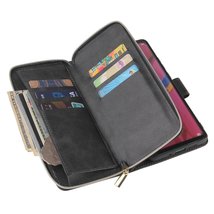 For Huawei P30 Pro Zipper Wallet Bag Horizontal Flip PU Leather Case with Holder & 9 Card Slots & Wallet & Lanyard & Photo Frame