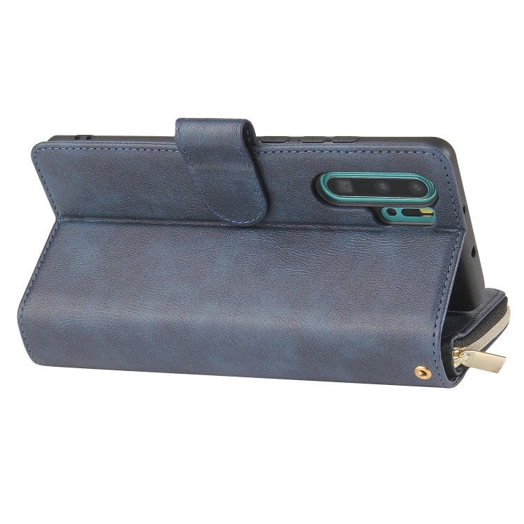 For Huawei P30 Pro Zipper Wallet Bag Horizontal Flip PU Leather Case with Holder & 9 Card Slots & Wallet & Lanyard & Photo Frame