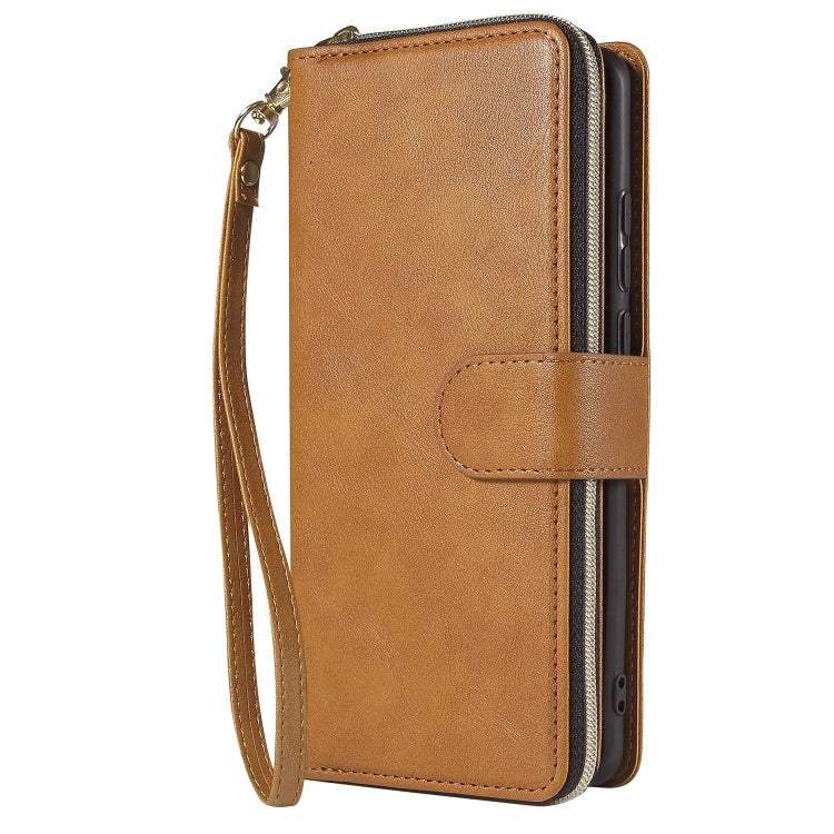 For Huawei P30 Pro Zipper Wallet Bag Horizontal Flip PU Leather Case with Holder & 9 Card Slots & Wallet & Lanyard & Photo Frame