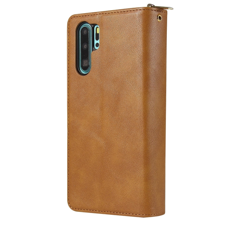 For Huawei P30 Pro Zipper Wallet Bag Horizontal Flip PU Leather Case with Holder & 9 Card Slots & Wallet & Lanyard & Photo Frame