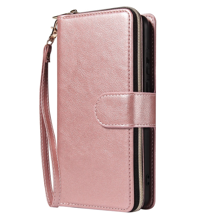 For Huawei P40 Zipper Wallet Bag Horizontal Flip PU Leather Case with Holder & 9 Card Slots & Wallet & Lanyard & Photo Frame