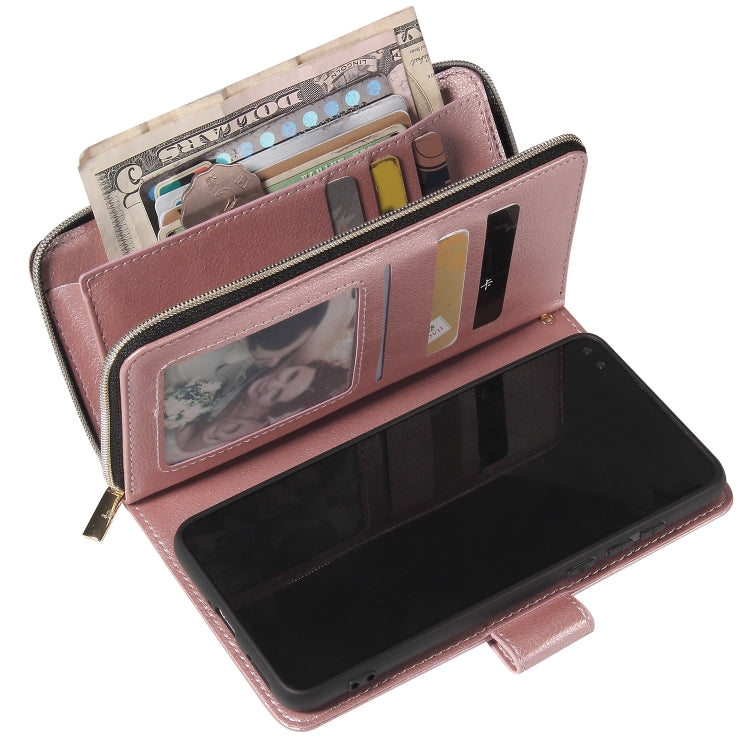 For Huawei P40 Zipper Wallet Bag Horizontal Flip PU Leather Case with Holder & 9 Card Slots & Wallet & Lanyard & Photo Frame