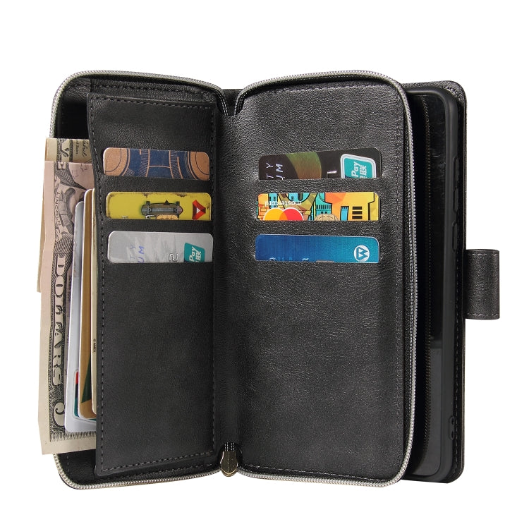 For Huawei P40 Zipper Wallet Bag Horizontal Flip PU Leather Case with Holder & 9 Card Slots & Wallet & Lanyard & Photo Frame