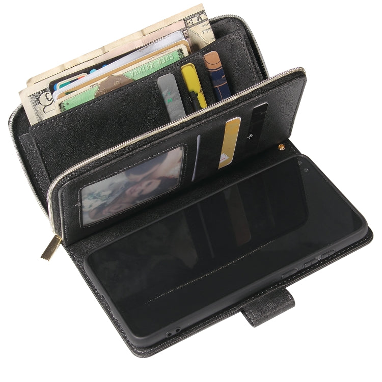 For Huawei P40 Zipper Wallet Bag Horizontal Flip PU Leather Case with Holder & 9 Card Slots & Wallet & Lanyard & Photo Frame