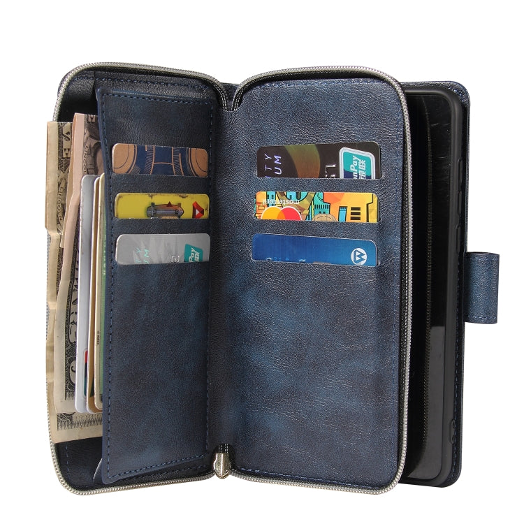 For Huawei P40 Zipper Wallet Bag Horizontal Flip PU Leather Case with Holder & 9 Card Slots & Wallet & Lanyard & Photo Frame