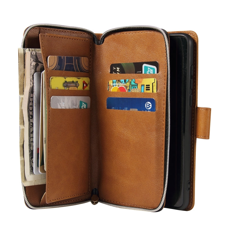 For Huawei P40 Zipper Wallet Bag Horizontal Flip PU Leather Case with Holder & 9 Card Slots & Wallet & Lanyard & Photo Frame