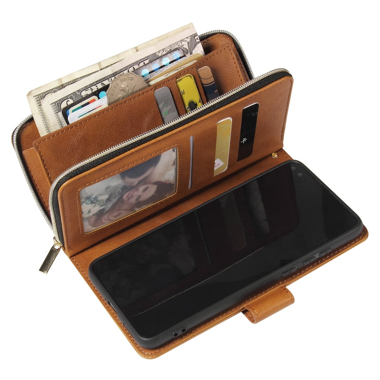 For Huawei P40 Zipper Wallet Bag Horizontal Flip PU Leather Case with Holder & 9 Card Slots & Wallet & Lanyard & Photo Frame