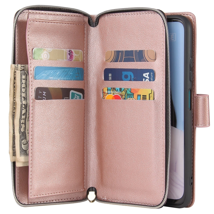 For Huawei P40 Lite Zipper Wallet Bag Horizontal Flip PU Leather Case with Holder & 9 Card Slots & Wallet & Lanyard & Photo Frame