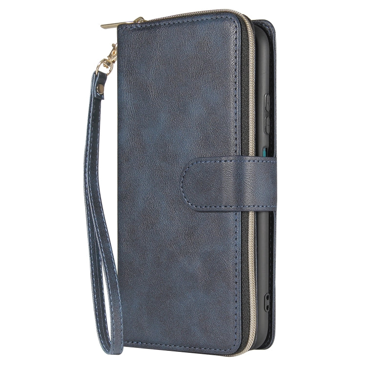 For Huawei P40 Lite Zipper Wallet Bag Horizontal Flip PU Leather Case with Holder & 9 Card Slots & Wallet & Lanyard & Photo Frame