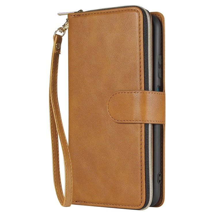 For Huawei P40 Lite Zipper Wallet Bag Horizontal Flip PU Leather Case with Holder & 9 Card Slots & Wallet & Lanyard & Photo Frame