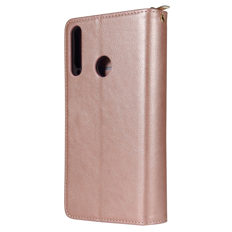 For Huawei P40 Lite E Zipper Wallet Bag Horizontal Flip PU Leather Case with Holder & 9 Card Slots & Wallet & Lanyard & Photo Frame