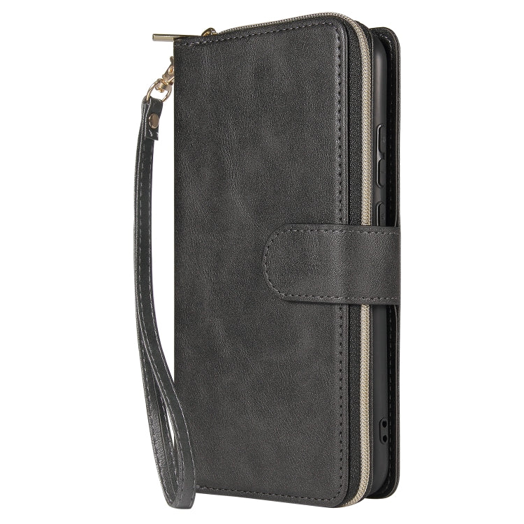 For Huawei P40 Lite E Zipper Wallet Bag Horizontal Flip PU Leather Case with Holder & 9 Card Slots & Wallet & Lanyard & Photo Frame