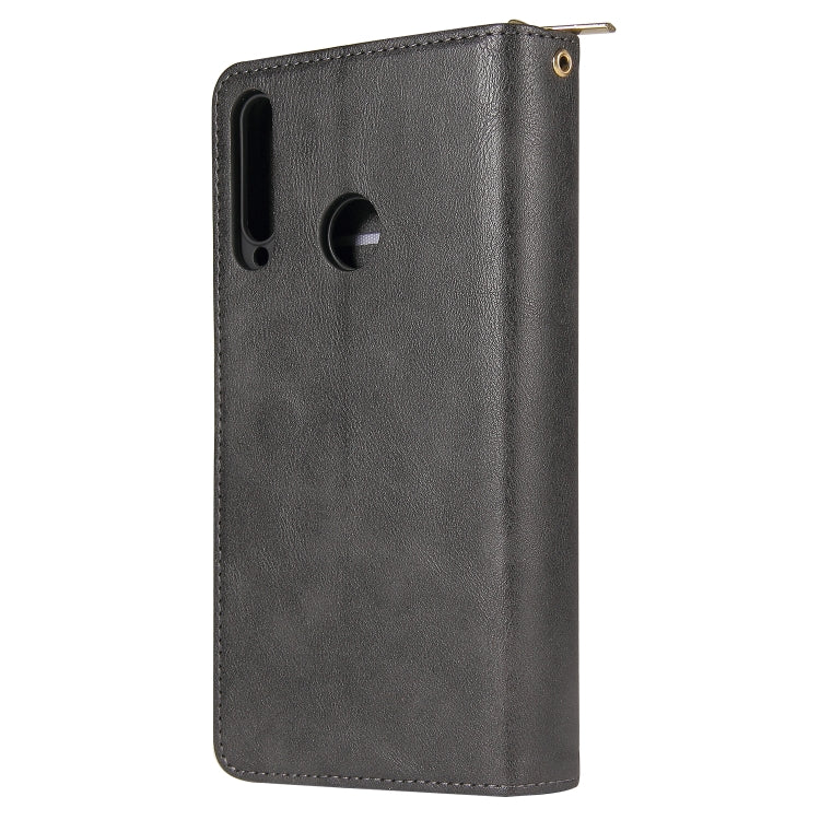 For Huawei P40 Lite E Zipper Wallet Bag Horizontal Flip PU Leather Case with Holder & 9 Card Slots & Wallet & Lanyard & Photo Frame