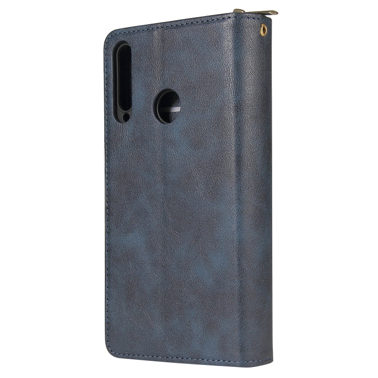 For Huawei P40 Lite E Zipper Wallet Bag Horizontal Flip PU Leather Case with Holder & 9 Card Slots & Wallet & Lanyard & Photo Frame