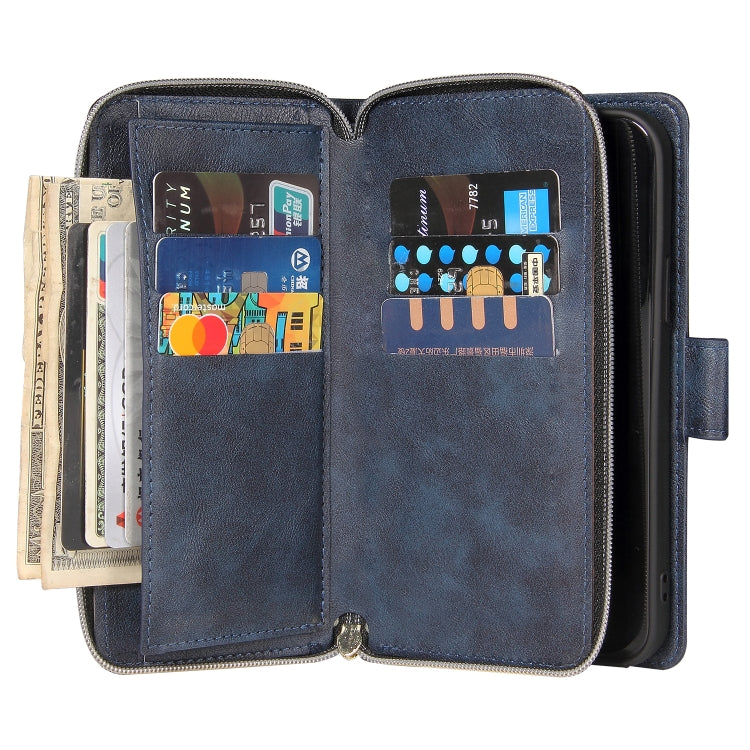 For iPhone 12 Pro Max Zipper Wallet Bag Horizontal Flip PU Leather Case with Holder & 9 Card Slots & Wallet & Lanyard & Photo Frame