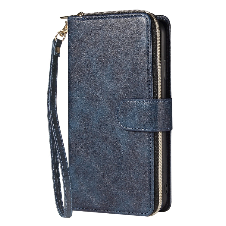 For iPhone XR Zipper Wallet Bag Horizontal Flip PU Leather Case with Holder & 9 Card Slots & Wallet & Lanyard & Photo Frame