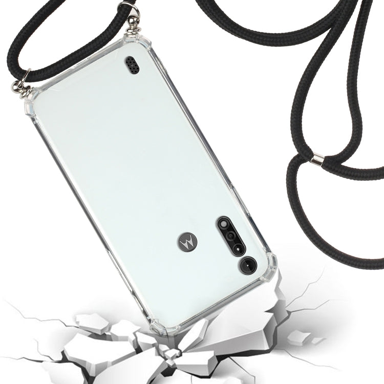 For Motorola Moto E6s Four-Corner Anti-Fall Transparent TPU Protective Case with Lanyard