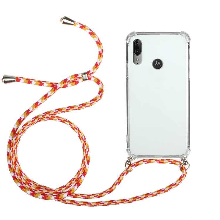 For Motorola Moto E6 Plus Four-Corner Anti-Fall Transparent TPU Protective Case with Lanyard