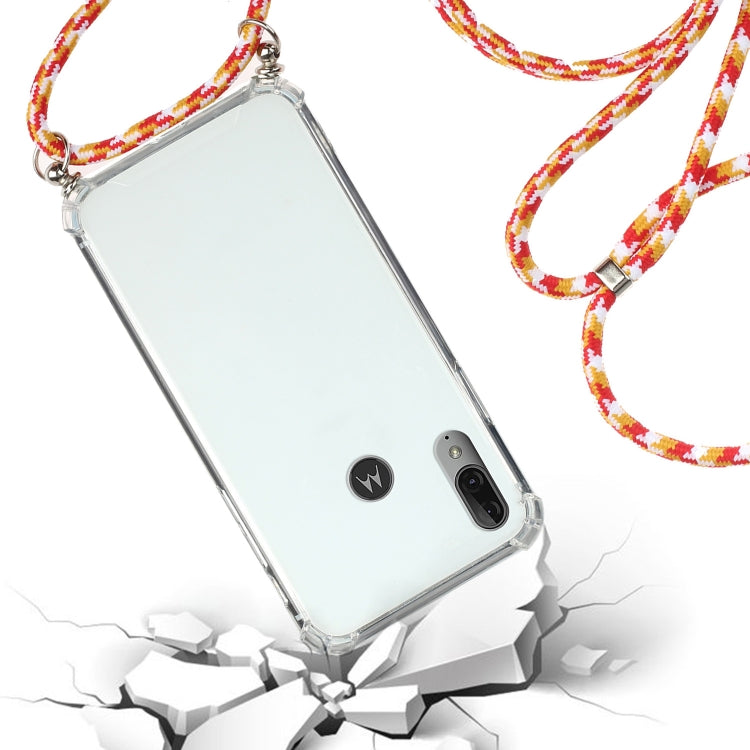For Motorola Moto E6 Plus Four-Corner Anti-Fall Transparent TPU Protective Case with Lanyard