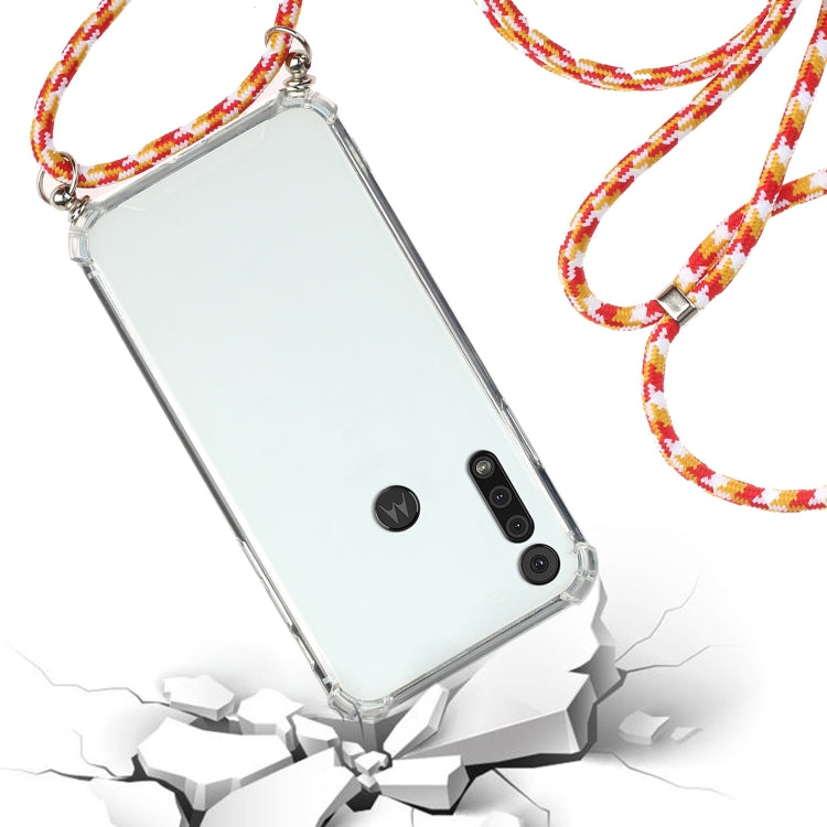 For Motorola Moto G8 Play Four-Corner Anti-Fall Transparent TPU Protective Case with Lanyard