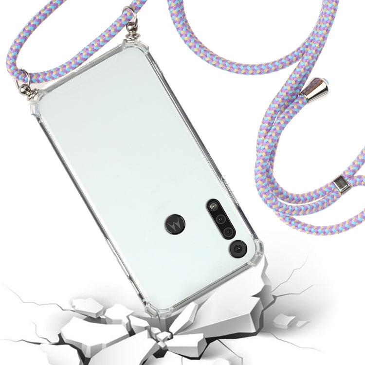 For Motorola Moto G8 Play Four-Corner Anti-Fall Transparent TPU Protective Case with Lanyard