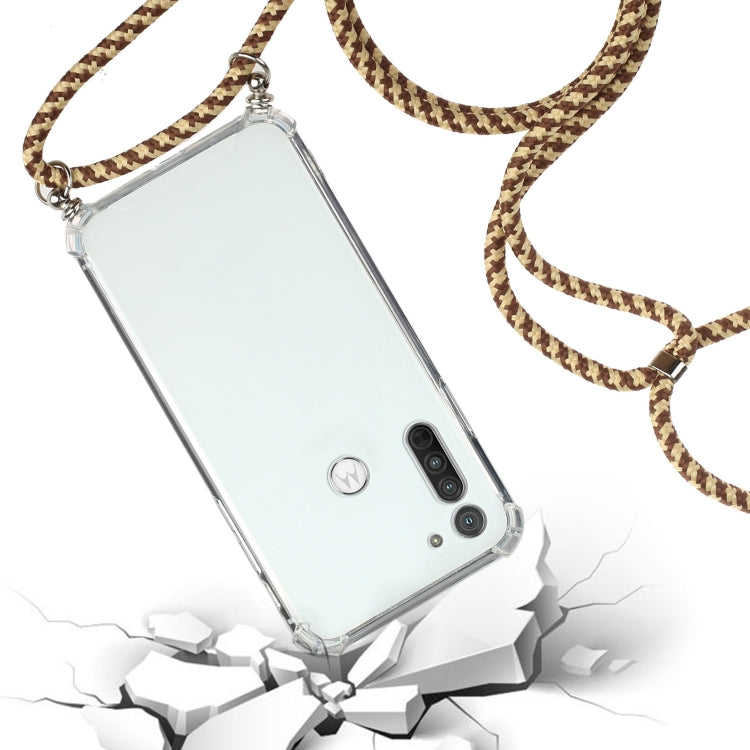 For Motorola Moto G8 Power Four-Corner Anti-Fall Transparent TPU Protective Case with Lanyard