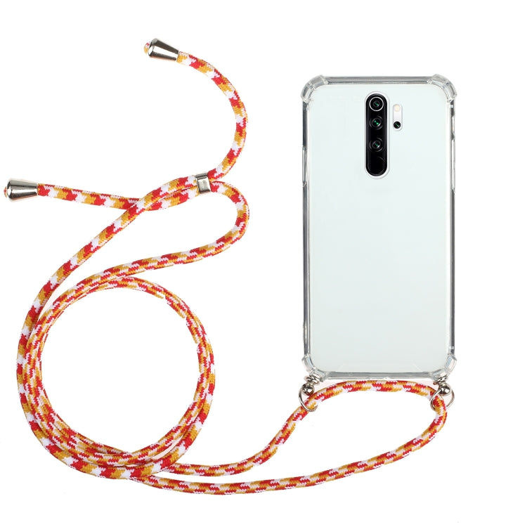 For Xiaomi Redmi 9 Four-Corner Shockproof Transparent TPU Protective Case with Lanyard