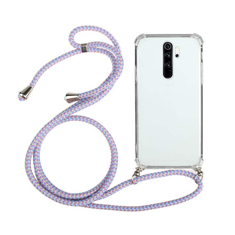 For Xiaomi Redmi 9 Four-Corner Shockproof Transparent TPU Protective Case with Lanyard