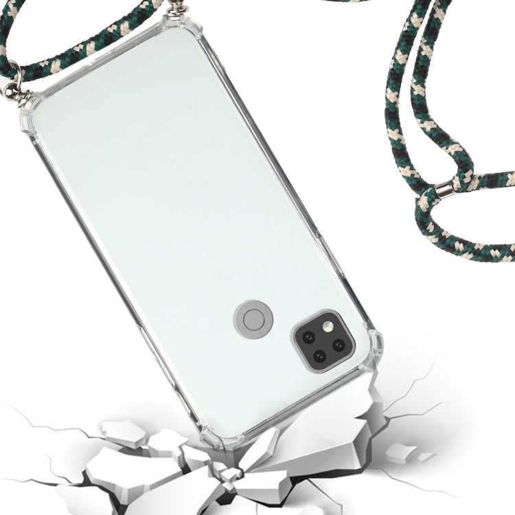 For Xiaomi Redmi 9C Four-Corner Shockproof Transparent TPU Protective Case with Lanyard