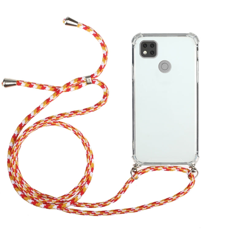 For Xiaomi Redmi 9C Four-Corner Shockproof Transparent TPU Protective Case with Lanyard
