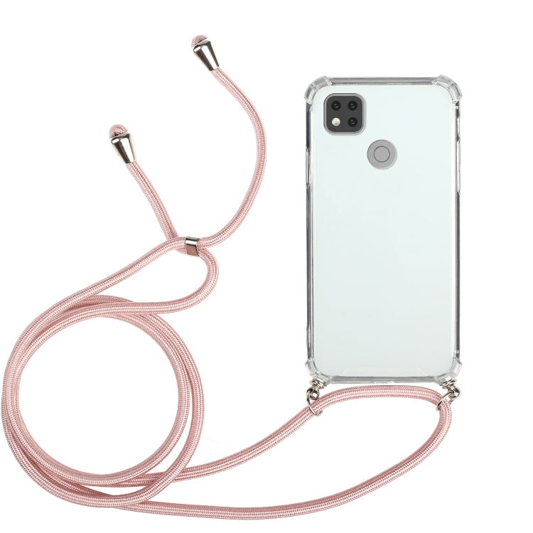 For Xiaomi Redmi 9C Four-Corner Shockproof Transparent TPU Protective Case with Lanyard