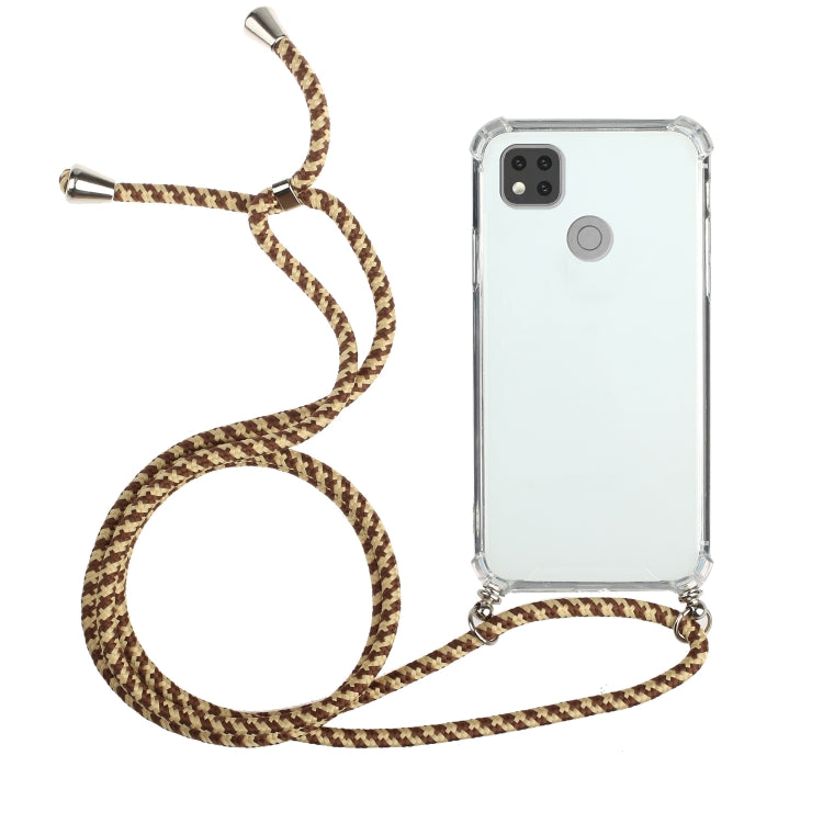 For Xiaomi Redmi 9C Four-Corner Shockproof Transparent TPU Protective Case with Lanyard
