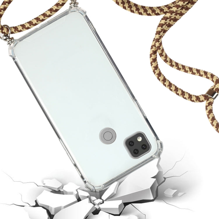 For Xiaomi Redmi 9C Four-Corner Shockproof Transparent TPU Protective Case with Lanyard