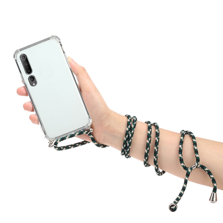 For Xiaomi Mi 10 Four-Corner Shockproof Transparent TPU Protective Case with Lanyard