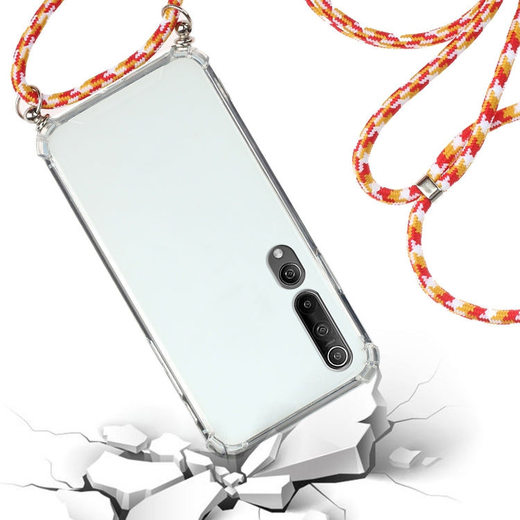 For Xiaomi Mi 10 Four-Corner Shockproof Transparent TPU Protective Case with Lanyard
