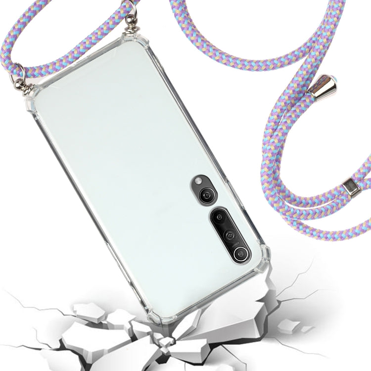 For Xiaomi Mi 10 Four-Corner Shockproof Transparent TPU Protective Case with Lanyard