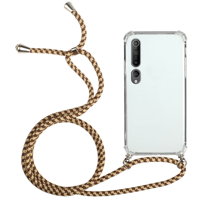 For Xiaomi Mi 10 Four-Corner Shockproof Transparent TPU Protective Case with Lanyard
