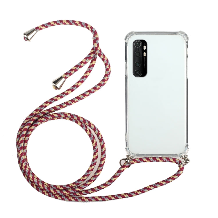 For Xiaomi Mi Note 10 Lite Four-Corner Shockproof Transparent TPU Protective Case with Lanyard