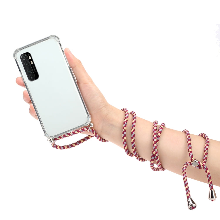 For Xiaomi Mi Note 10 Lite Four-Corner Shockproof Transparent TPU Protective Case with Lanyard