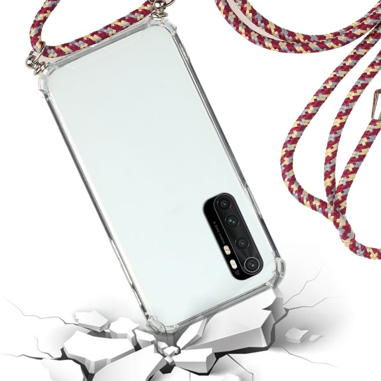 For Xiaomi Mi Note 10 Lite Four-Corner Shockproof Transparent TPU Protective Case with Lanyard