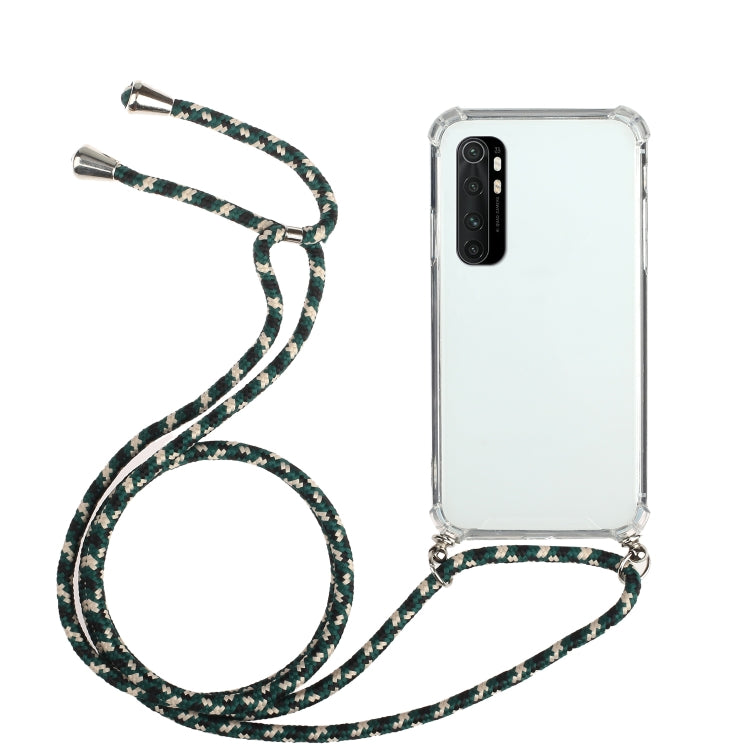 For Xiaomi Mi Note 10 Lite Four-Corner Shockproof Transparent TPU Protective Case with Lanyard