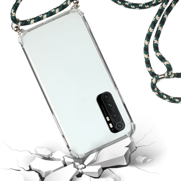 For Xiaomi Mi Note 10 Lite Four-Corner Shockproof Transparent TPU Protective Case with Lanyard