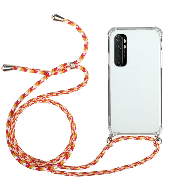 For Xiaomi Mi Note 10 Lite Four-Corner Shockproof Transparent TPU Protective Case with Lanyard