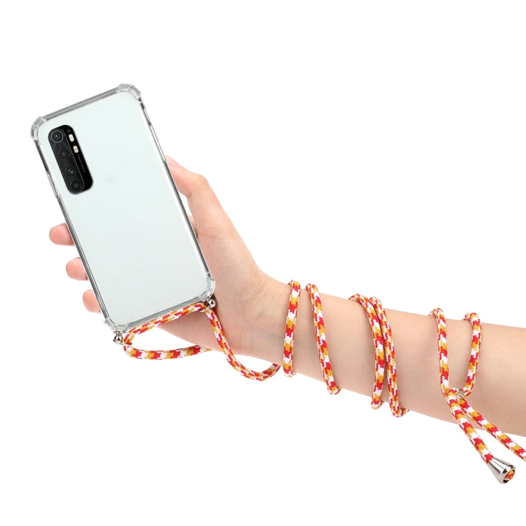 For Xiaomi Mi Note 10 Lite Four-Corner Shockproof Transparent TPU Protective Case with Lanyard