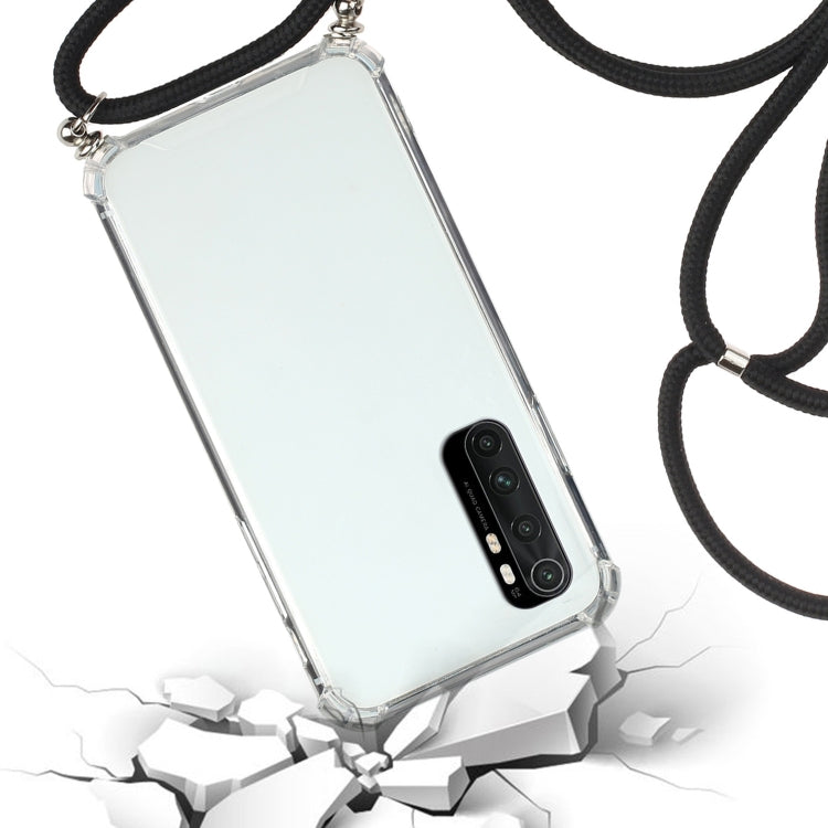 For Xiaomi Mi Note 10 Lite Four-Corner Shockproof Transparent TPU Protective Case with Lanyard