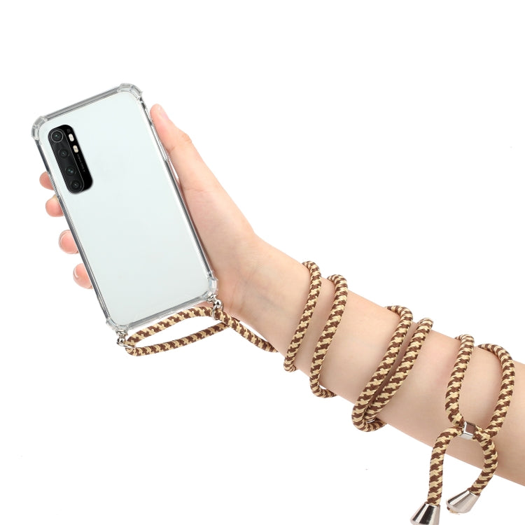 For Xiaomi Mi Note 10 Lite Four-Corner Shockproof Transparent TPU Protective Case with Lanyard